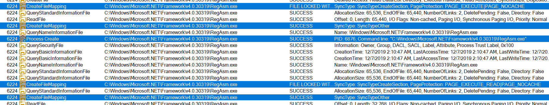 Dynamic Procmon RegAsm Process Injection