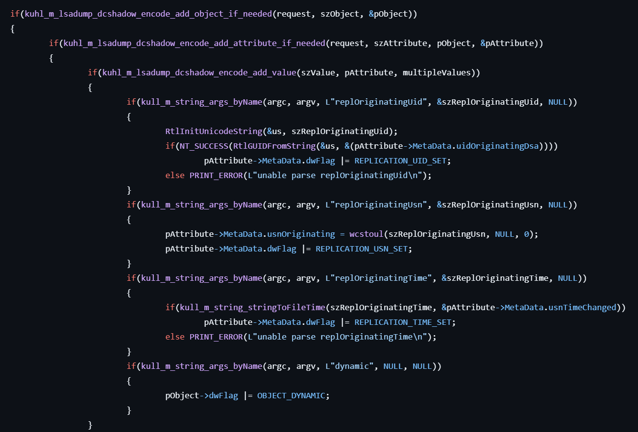 kuhl-m-lsadump-dcshadow-encode